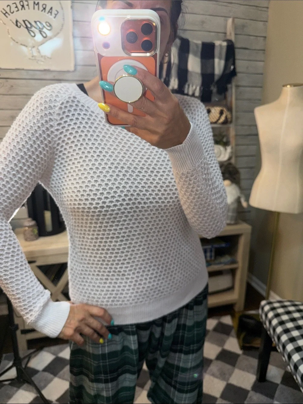 LOFT Women's Light Pink Textured Crewneck Sweater